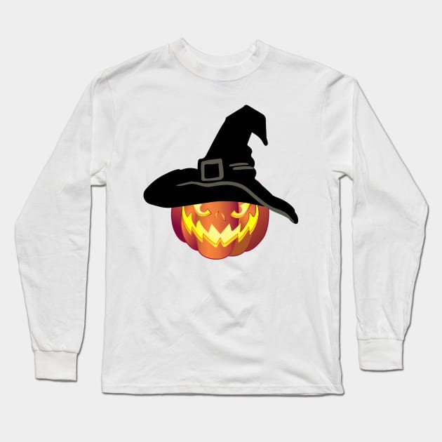 Halloween Pumpkin Jack Lantern Long Sleeve T-Shirt by sofiartmedia